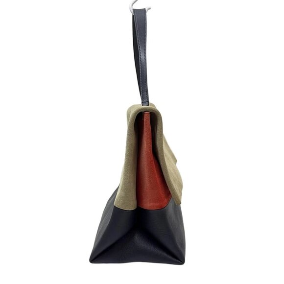 CELINE All Soft Beige Navy Red Suede Leather - Shoulder Bag 555-073025 - Picture 3 of 9